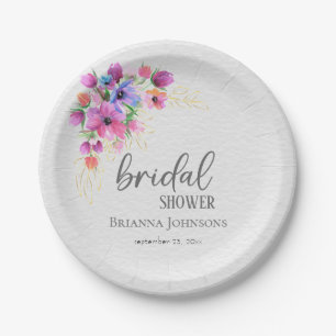Helle Blume Golden Greenery Brautparty Pappteller