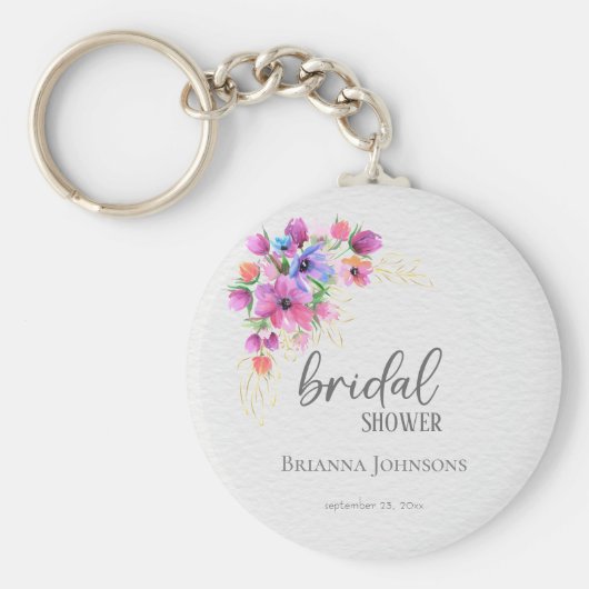 Helle Blume Golden Greenery Brautparty Schlüsselanhänger (Vorne)