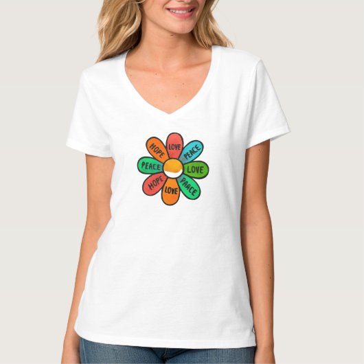 Helle Blume mit positiven Word Petals T-Shirt (Vorderseite)