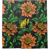 Helle Blume Pop aus schwarzem Hintergrund Duschvorhang (Vorderseite)