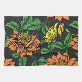 Helle Blume Pop aus schwarzem Hintergrund Geschirrtuch (Horizontal)