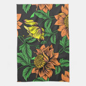 Helle Blume Pop aus schwarzem Hintergrund Geschirrtuch (Vertikal)