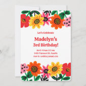 Helle Blume Power Geburtstag Einladung (Vorderseite)