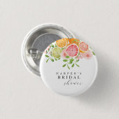 Helle Blume und Brautparty von Zitrusfrüchten Button (Vorne & Hinten)
