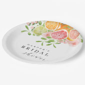 Helle Blume und Brautparty von Zitrusfrüchten Pappteller (Schrägansicht)
