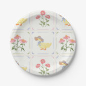 Helle Blume und Enten Pappteller (Vorderseite)