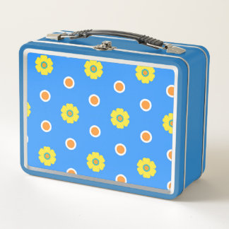Helle Blume und Polka-Punkte Metall Brotdose