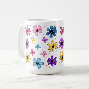 Helle Blume und Schmetterlinge Kaffeetasse
