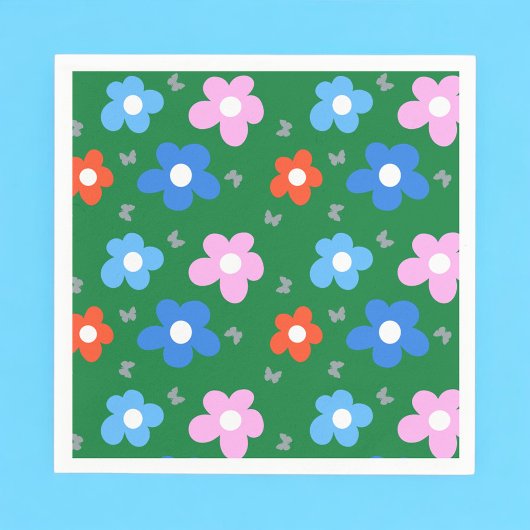 Helle Blume und Schmetterlinge Serviette