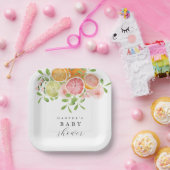 Helle Blume und Zitrusbrunnen Pappteller (Party)