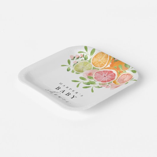 Helle Blume und Zitrusbrunnen Pappteller (Gewinkelt)