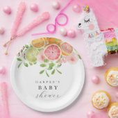 Helle Blume und Zitrusbrunnen Pappteller (Party)