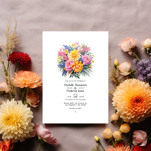 Helle Blumen-Array Sommerhochzeit Einladung