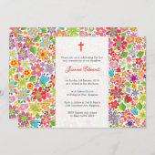 Helle Blumen Erste Kommune Personalisierte Einladu Einladung (Vorne/Hinten)