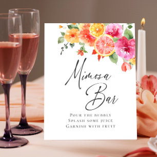 Helle Blumen Florale Zitrone Braut Mimosa Bar Poster