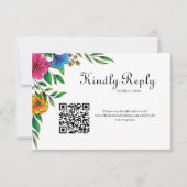 Helle Blumen Frühling Sommer Hochzeit QR-Code RSVP Karte (Vorderseite)