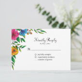 Helle Blumen Frühling Sommer Hochzeit QR-Code RSVP Karte (Stehend Vorderseite)