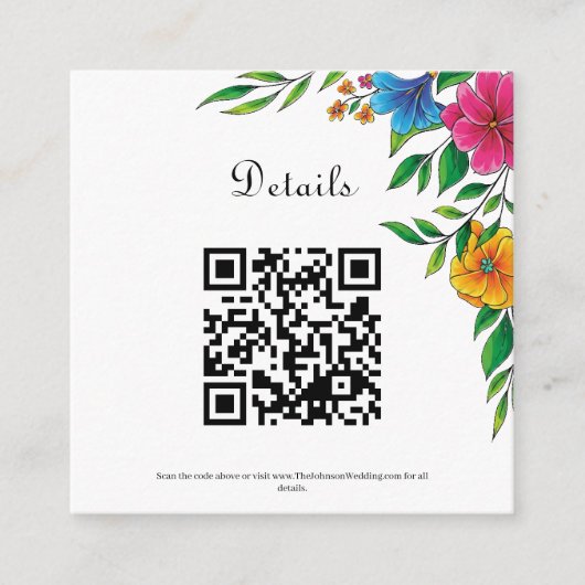 Helle Blumen Hochzeit Frühling Sommer QR-Code  Begleitkarte (Vorderseite)