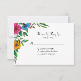 Helle Blumen Hochzeit Frühling Sommer RSVP Karte
