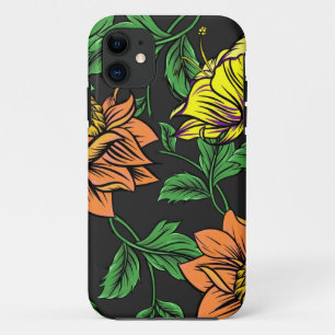 Helle Blumen platzen aus schwarzem Hintergrund Case-Mate iPhone Hülle
