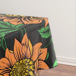 Helle Blumen platzen aus schwarzem Hintergrund Tischdecke