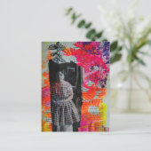Helle Blumen Vintage Kind Mischtechnik Collage Postkarte (Stehend Vorderseite)