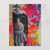 Helle Blumen Vintage Kind Mischtechnik Collage Postkarte (Vorderseite)