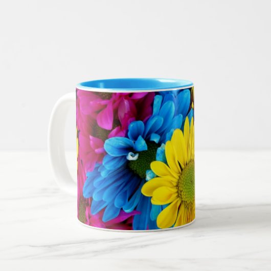 Helle Blumen Zweifarbige Tasse (Vorderseite Links)