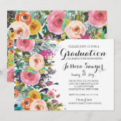 Helle BlumenAbschluss-Party Einladung (Vorne/Hinten)