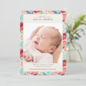 Helle Blumenblüten Foto Girl Birth Ankündigung (Stehend Vorderseite)