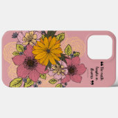 Helle BlumenBouquet auf rosa iPhone Case (Rückseite (Horizontal))