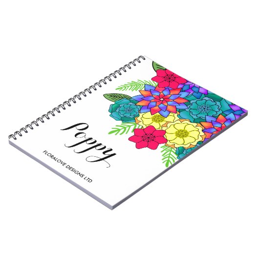 Helle Blumendesigner Hübsche Blume Notizblock (Linke Seite)