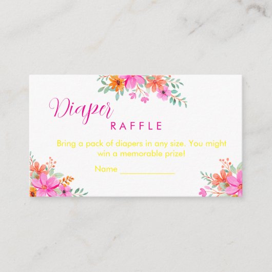 Helle Blumendusche Windeln Windeln Raffel Begleitkarte (Vorderseite)