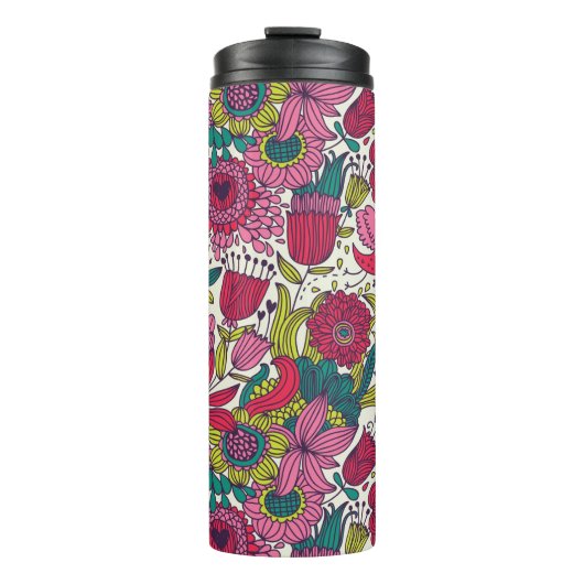 Helle Blumenelemente Thermosbecher (Vorderseite)