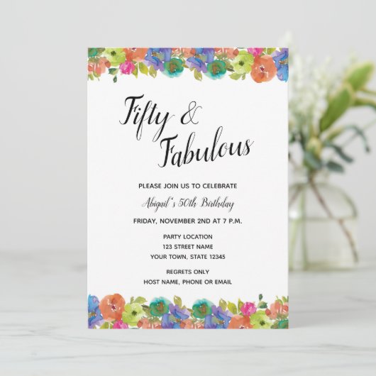 Helle Blumengeburt Einladung (Stehend Vorderseite)