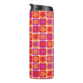 Helle blumengeschmückte Quadrate Thermosbecher (Nach rechts gedreht)