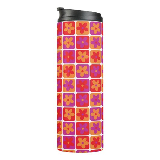 Helle blumengeschmückte Quadrate Thermosbecher (Nach rechts gedreht)