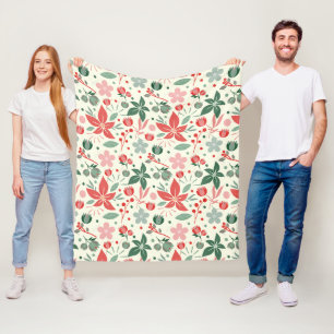 Helle Blumengestaltung mit grünen Blättern und Pun Fleecedecke
