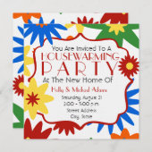 Helle Blumenhousewarming-Party Einladung (Vorne/Hinten)