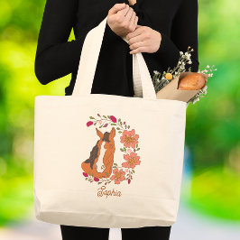 Helle Blumenkranz-Pferdeporträt Jumbo Stoffbeutel