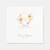 Helle Blumenkrone Monogramm Frühlingshochzeit Serviette (Vorderseite)