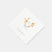 Helle Blumenkrone Monogramm Frühlingshochzeit Serviette (Ecke)