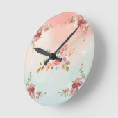 Helle Blumenkunst, rosa Vintage Blühend Blume Runde Wanduhr (Winkel)