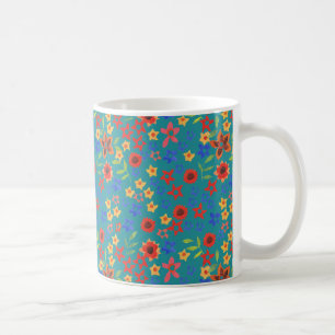 Helle Blumenminiprint auf der Aquamarinen Kaffee-T Kaffeetasse