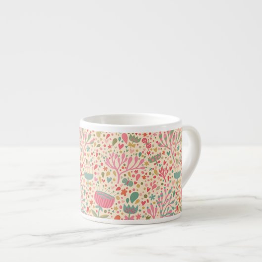 Helle Blumenmuster Espressotasse (Vorderseite Rechts)