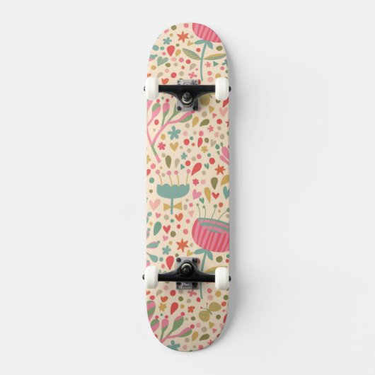 Helle Blumenmuster Skateboard (Vorderseite)