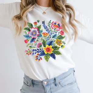 Helle Blumenmuster Wildblumen Faux-Garn-Stickerei  Sweatshirt