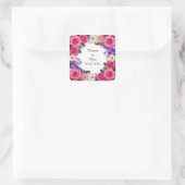 Helle Blumenrahmen mit Rose Quadratischer Aufkleber (Tasche)