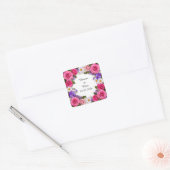 Helle Blumenrahmen mit Rose Quadratischer Aufkleber (Umschlag)