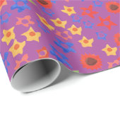 Helle Blumenschrift auf Magenta Wrapping Paper Geschenkpapier (Rolleneckpunkt)